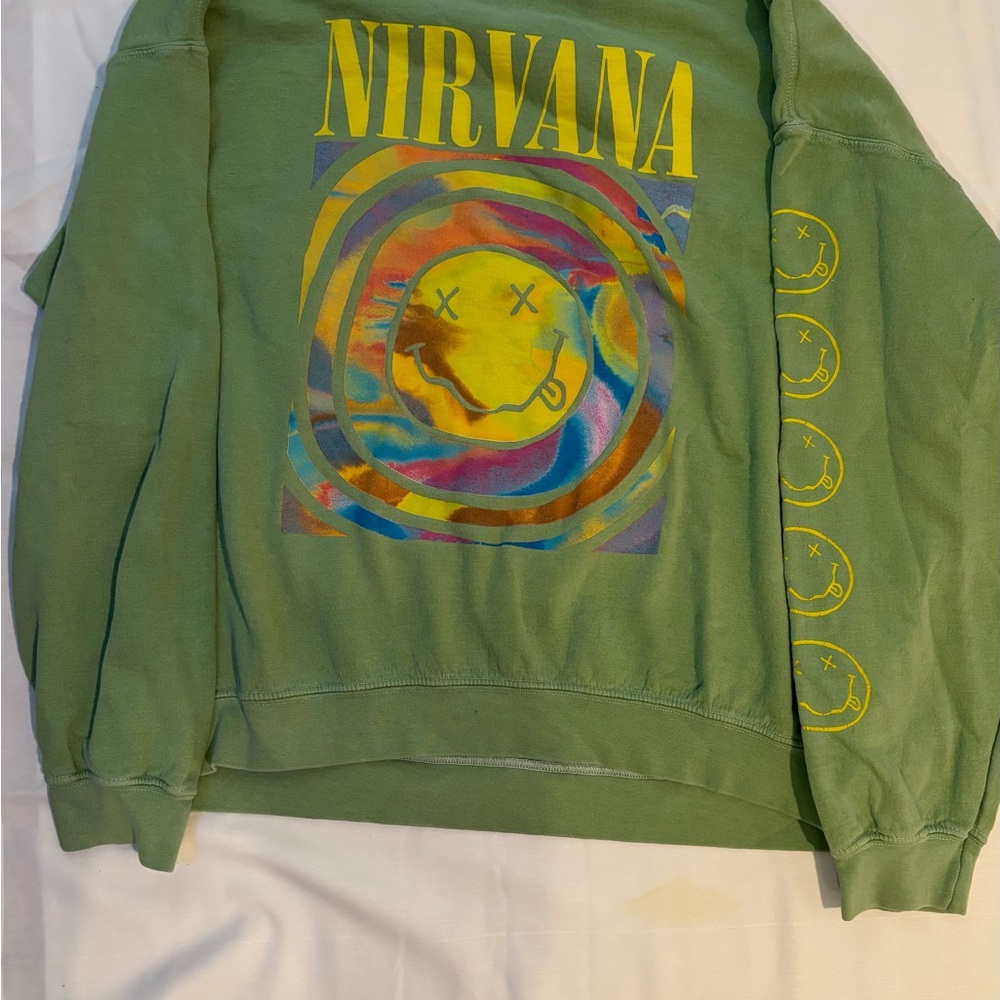 NIRVANA Multicolor Graphic Green Crewneck Sweater